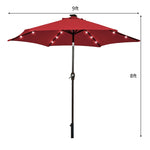 9FT Solar LED Patio Umbrella Tilt Market Umbrella with 18 Lights & Tilt Adjustment Crank, Outdoor Table Umbrella for Garden Yard Balcony