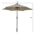 9FT Solar LED Patio Umbrella Tilt Market Umbrella with 18 Lights & Tilt Adjustment Crank, Outdoor Table Umbrella for Garden Yard Balcony