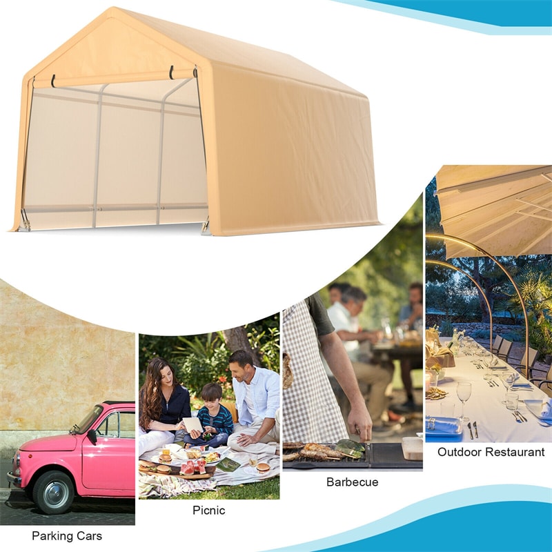 9' x 17' Heavy Duty Carport Car Canopy Portable Garage Shelter Outdoor Storage Tent with Roll-up Front Door