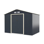 9’ x 6’ Large Outdoor Storage Shed Metal Garden Shed Tool House Backyard Storage Cabinet with 4 Vents & Lockable Double Sliding Door