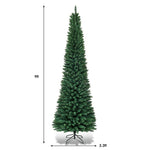 9ft Artificial Pencil Christmas Tree Slim Unlit Xmas Tree 1500 PVC Branch Tips with Foldable Metal Stand for Home Office School Shop Decor