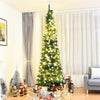 9ft Artificial Pencil Christmas Tree Slim Unlit Xmas Tree 1500 PVC Branch Tips with Foldable Metal Stand for Home Office School Shop Decor