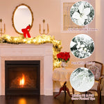 9ft Pre-Lit Snowy Christmas Garland Snow Flocked Artificial Garland with 50 LED Lights, White Berries & Poinsettias Flowers for Indoor Mantel Decor