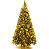 9ft Pre-lit Snow Flocked Christmas Tree with 900 LED Lights, 8 Lighting Modes & Metal Stand, Holiday Festival Artificial Hinged Tree for Indoor Decor