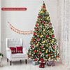 9ft Pre-lit Snow Flocked Christmas Tree with 900 LED Lights, 8 Lighting Modes & Metal Stand, Holiday Festival Artificial Hinged Tree for Indoor Decor