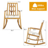 Outdoor Acacia Wood Rocking Chair with Removable Cushion & Armrest, Wood Patio Porch Rocker for Garden Backyard Poolside Deck