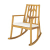 Outdoor Acacia Wood Rocking Chair with Removable Cushion & Armrest, Wood Patio Porch Rocker for Garden Backyard Poolside Deck