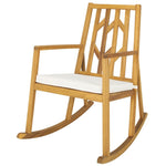 Outdoor Acacia Wood Rocking Chair with Removable Cushion & Armrest, Wood Patio Porch Rocker for Garden Backyard Poolside Deck