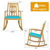 Outdoor Acacia Wood Rocking Chair with Removable Cushion & Armrest, Wood Patio Porch Rocker for Garden Backyard Poolside Deck