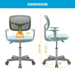 Adjustable Kids Desk Chair Children Swivel Study Computer Chair with Lumbar Support & Universal Casters