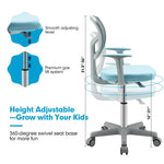 Adjustable Kids Desk Chair Children Swivel Study Computer Chair with Lumbar Support & Universal Casters