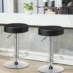 Swivel Bar Stool Set of 2, Adjustable Modern Backless Round Barstool PU Leather Armless Bar Chair with Chrome Footrest & Metal Frame