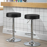 Swivel Bar Stool Set of 2, Adjustable Modern Backless Round Barstool PU Leather Armless Bar Chair with Chrome Footrest & Metal Frame