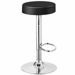 Swivel Bar Stool Set of 2, Adjustable Modern Backless Round Barstool PU Leather Armless Bar Chair with Chrome Footrest & Metal Frame