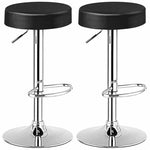 Swivel Bar Stool Set of 2, Adjustable Modern Backless Round Barstool PU Leather Armless Bar Chair with Chrome Footrest & Metal Frame