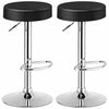 Swivel Bar Stool Set of 2 Adjustable Modern Backless Round Barstool PU Leather Armless Bar Chair with Chrome Footrest & Metal Frame