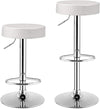 Swivel Bar Stool Set of 2 Adjustable Modern Backless Round Barstool PU Leather Armless Bar Chair with Chrome Footrest & Metal Frame