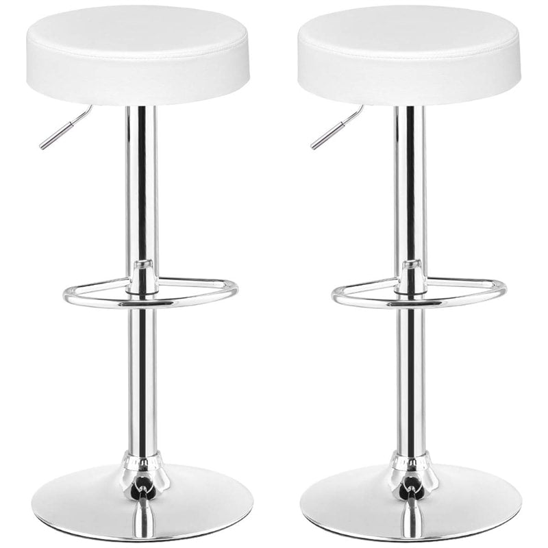 Swivel Bar Stool Set of 2, Adjustable Modern Backless Round Barstool PU Leather Armless Bar Chair with Chrome Footrest & Metal Frame