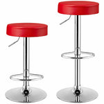 Swivel Bar Stool Set of 2, Adjustable Modern Backless Round Barstool PU Leather Armless Bar Chair with Chrome Footrest & Metal Frame