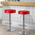 Swivel Bar Stool Set of 2, Adjustable Modern Backless Round Barstool PU Leather Armless Bar Chair with Chrome Footrest & Metal Frame