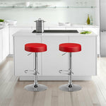 Swivel Bar Stool Set of 2 Adjustable Modern Backless Round Barstool PU Leather Armless Bar Chair with Chrome Footrest & Metal Frame