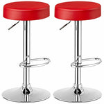 Swivel Bar Stool Set of 2, Adjustable Modern Backless Round Barstool PU Leather Armless Bar Chair with Chrome Footrest & Metal Frame