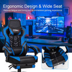 Adjustable Gaming Chair Ergonomic High Back Office Chair PU Leather Swivel Racing Style Computer Chair with Footrest, Headrest & Lumbar Support