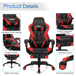 Adjustable Gaming Chair Ergonomic High Back Office Chair PU Leather Swivel Racing Style Computer Chair with Footrest, Headrest & Lumbar Support