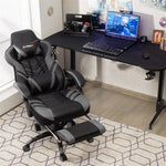 Adjustable Gaming Chair Ergonomic High Back Office Chair PU Leather Swivel Racing Style Computer Chair with Footrest, Headrest & Lumbar Support