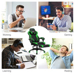 Adjustable Gaming Chair Ergonomic High Back Office Chair PU Leather Swivel Racing Style Computer Chair with Footrest, Headrest & Lumbar Support