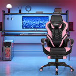 Adjustable Gaming Chair Ergonomic High Back Office Chair PU Leather Swivel Racing Style Computer Chair with Footrest, Headrest & Lumbar Support