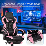 Adjustable Gaming Chair Ergonomic High Back Office Chair PU Leather Swivel Racing Style Computer Chair with Footrest, Headrest & Lumbar Support