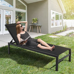 Aluminium Outdoor Chaise Lounge 6-Position Adjustable Patio Lounge Chair Sun Lounger for Poolside Backyard