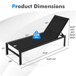 Aluminium Outdoor Chaise Lounge 6-Position Adjustable Patio Lounge Chair for Poolside Backyard