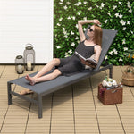 Aluminium Outdoor Chaise Lounge 6-Position Adjustable Patio Lounge Chair for Poolside Backyard