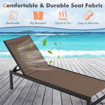 Aluminium Outdoor Chaise Lounge 6-Position Adjustable Patio Lounge Chair for Poolside Backyard