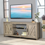 Barn Door Fireplace TV Stand Media Console Center with Storage Cabinet for TVs up to 65 Inch & 25-Inch Fireplace