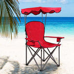 Folding Beach Canopy Chair Lawn Fool Chair with Cup Holders and Carrying Bag