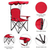 Folding Beach Canopy Chair Lawn Fool Chair with Cup Holders and Carrying Bag