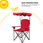 Folding Beach Canopy Chair Lawn Fool Chair with Cup Holders and Carrying Bag