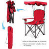 Folding Beach Canopy Chair Lawn Fool Chair with Cup Holders and Carrying Bag