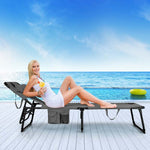 Folding Beach Lounge Chair 5-Position Adjustable Outdoor Tanning Chair with Pillow