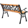 50" Outdoor Park Garden Bench Porch Path Chair Rose Cast Iron Hardwood Frame Porch Loveseat