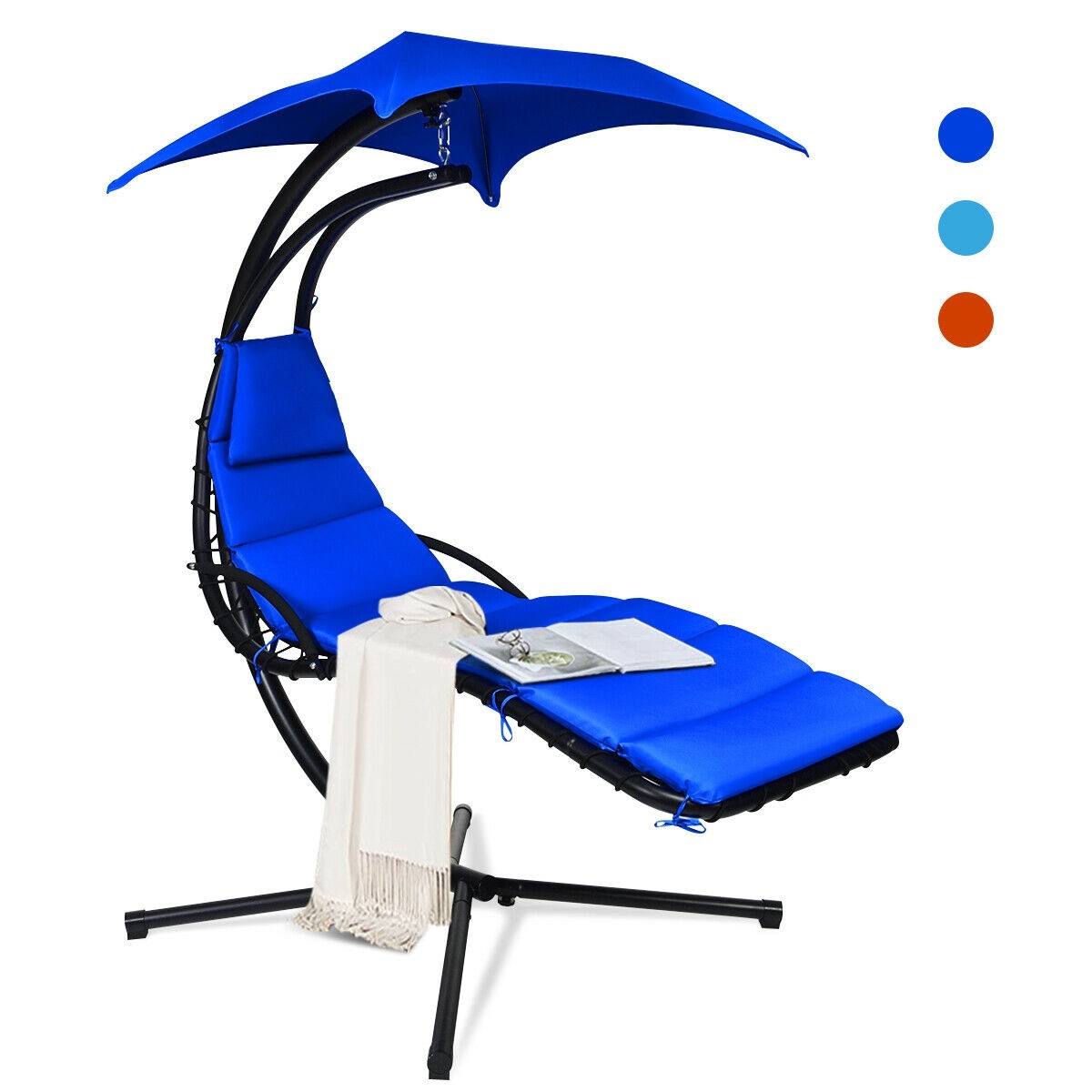 Hanging Chaise Lounge Hammock Outdoor Lounge Chair Swing Chair with Pillow