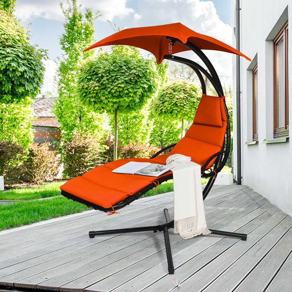 Hanging Chaise Lounge Hammock Outdoor Lounge Chair Swing Chair with Pillow