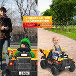 Kids Ride On Dump Truck 12V Battery Powered RC Construction Vehicle Ride On Tractor with Bucket & Electric Dump Bed