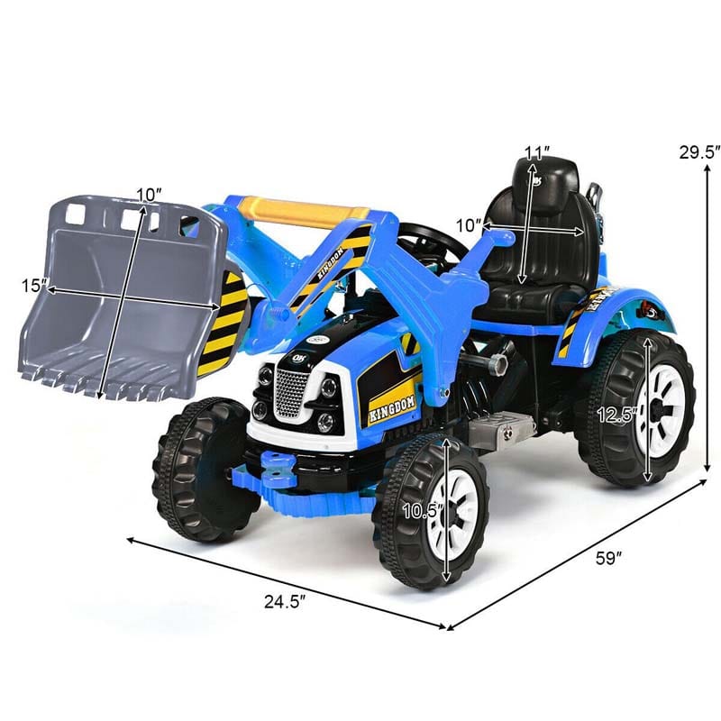 Kids Ride On Excavator Dumper Truck 12V Battery Powered Ride On Construction Vehicle with Front Loader Shovel