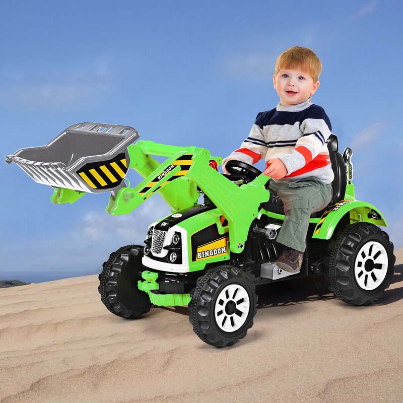 Kids Ride On Excavator Dumper Truck 12V Battery Powered Ride On Construction Vehicle with Front Loader Shovel