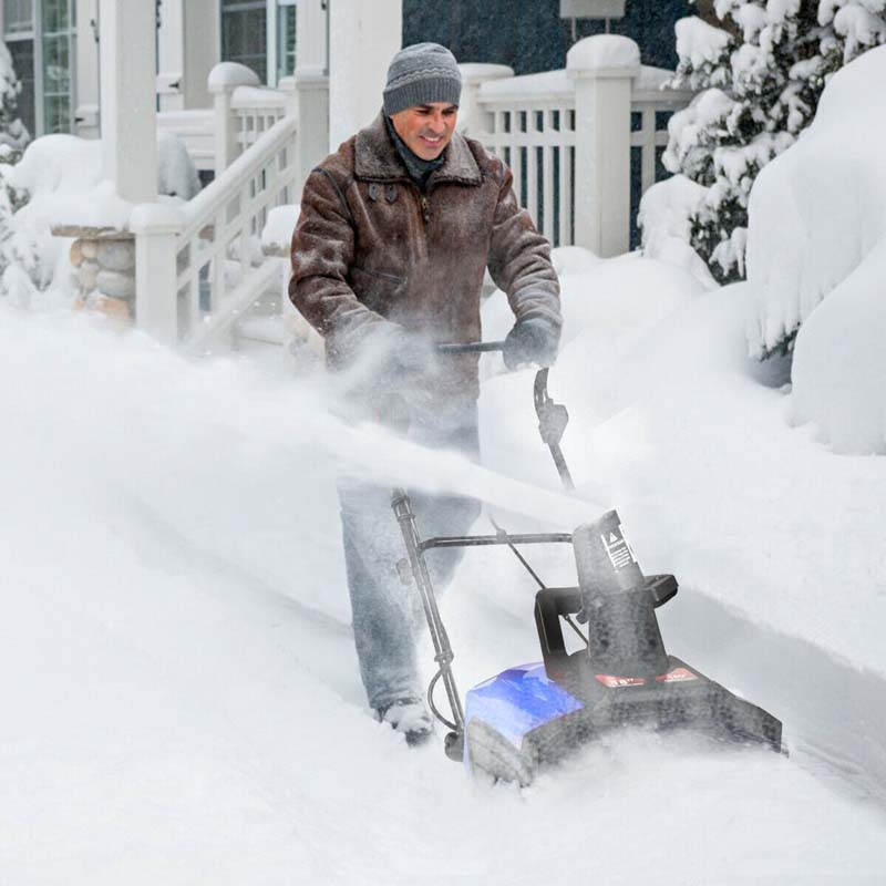 18 Inch Electric Snow Thrower 15 Amp Corded Snow Blower 720Lbs/Minute with 180° Chute Rotation & 2 Transport Wheels