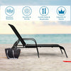 2 Pack Outdoor Sling Chaise Lounges Patio Lounge Chairs Sunbathing Chairs Sun Loungers with 5 Adjustable Backrests & Sturdy Steel Frames